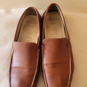 Ecco Brown Leather Loafers Men's Size 11 US 45 EU Slip On remove inner sole 46